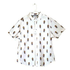 Denim & Flower Men’s USA Teddy Bear Short Sleeve Button Down Size Large & XL NWT